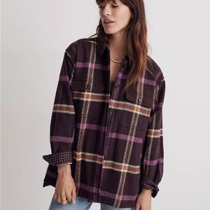 ‼️SOLD‼️Madewell Tilda Rigby Shirt Jacket in Plaid, Spiced Raisin, XXS